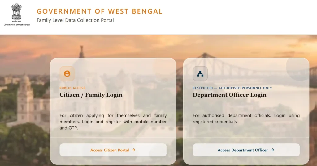 social registry wb. gov.in Family Level Data Collection Portal (2)